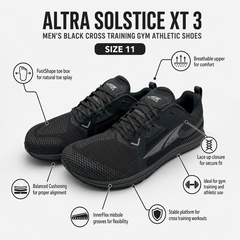 Altra Solstice XT 3 Men's 11 Black Cross Training Gym Athletic Shoes AL0A85Q5000 - Picture 10 of 10